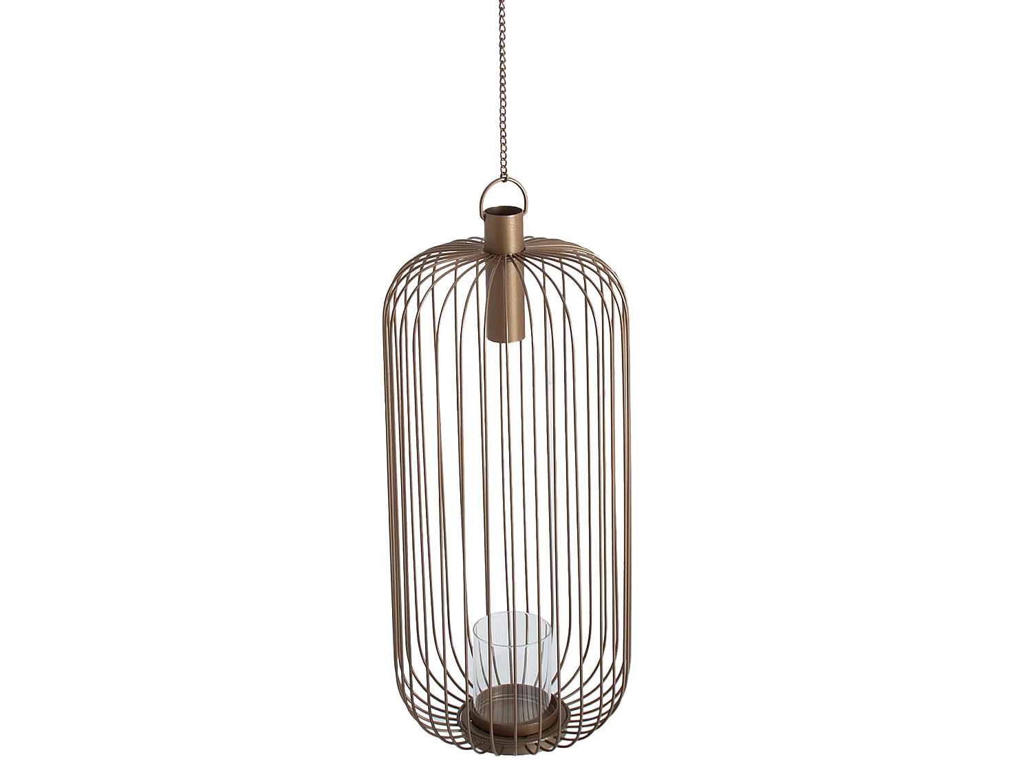 Portavela de hierro en color oro de 24x24x59cm