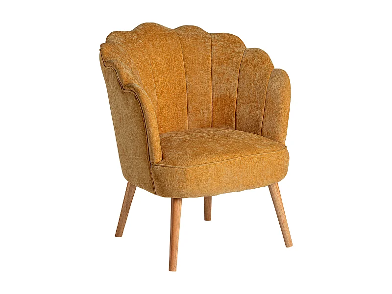 Sillón de poliéster en color ocre de 74x69x88cm