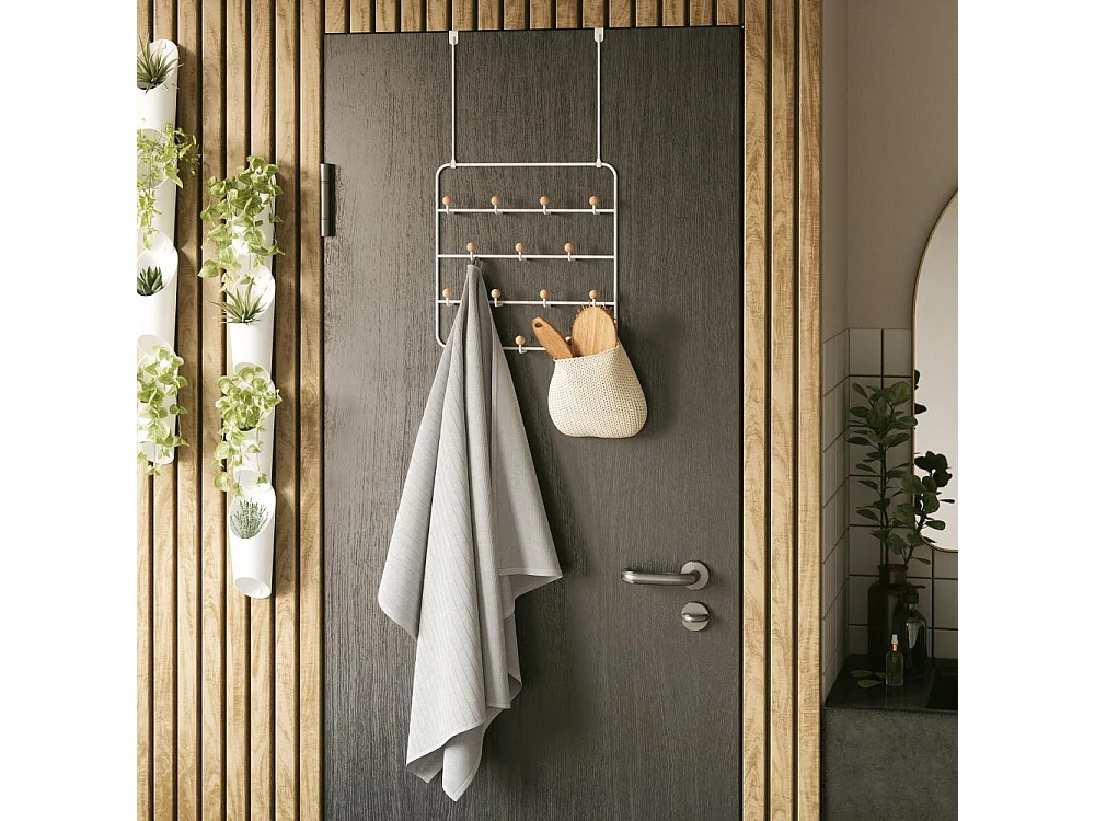 Patère 14 crochets fixation murale ou dessus de porte Estique