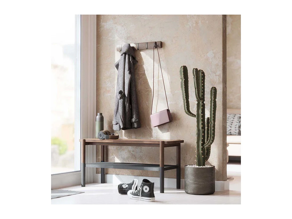 Porte manteaux Flip 5 crochets Gris / Peuplier