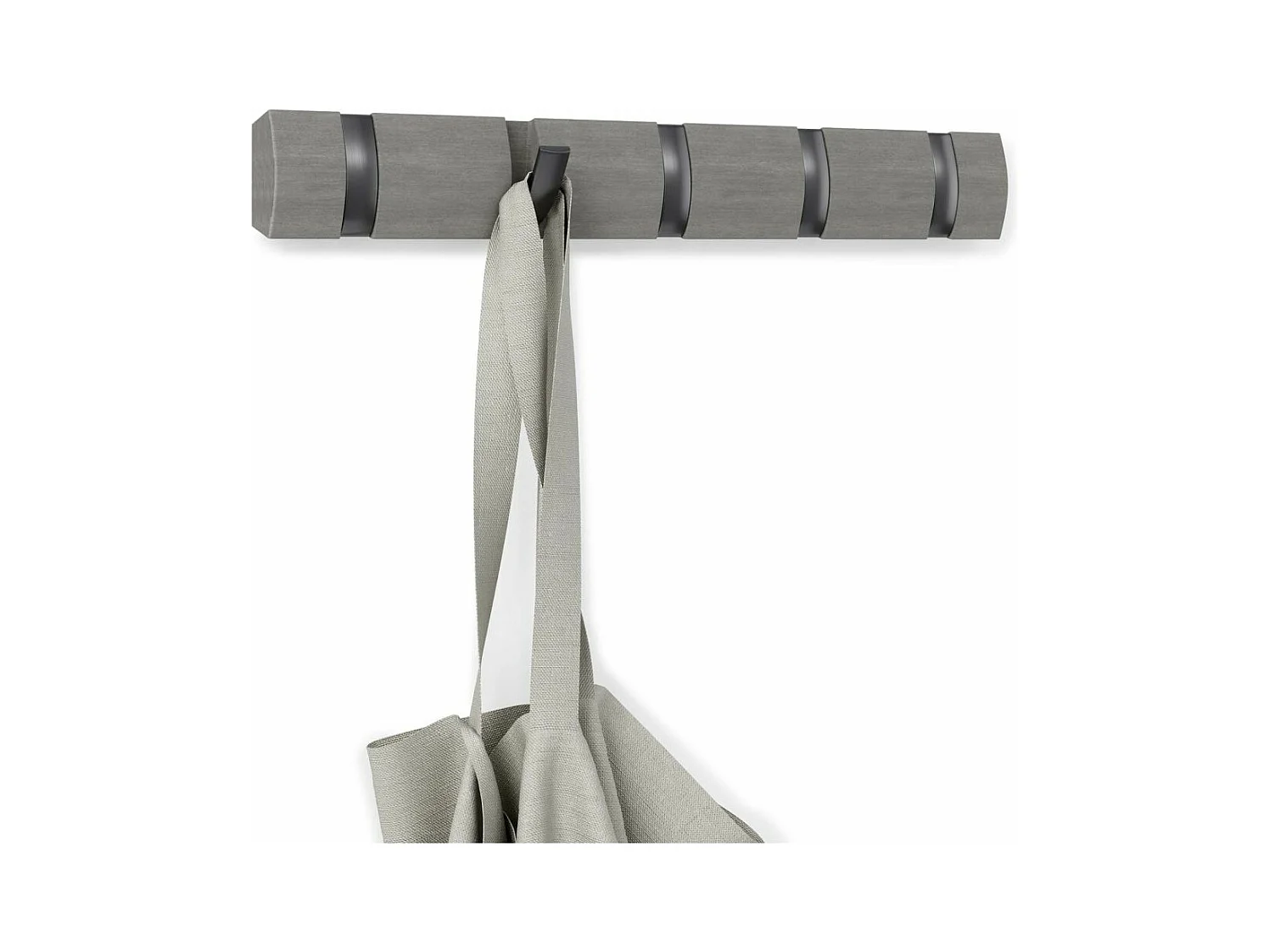 Porte manteaux Flip 5 crochets Gris / Peuplier