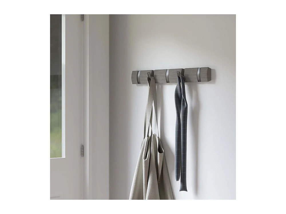 Porte manteaux Flip 5 crochets Gris / Peuplier