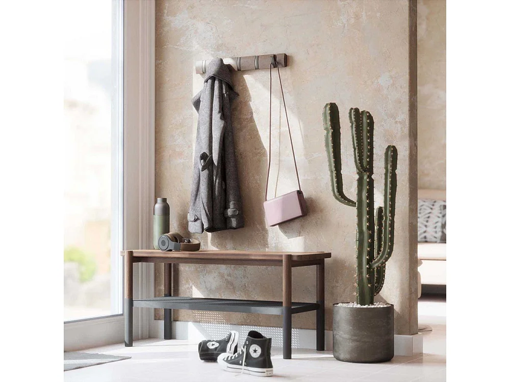 Porte manteaux Flip 5 crochets Gris / Peuplier