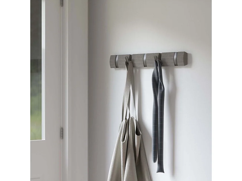 Porte manteaux Flip 5 crochets Gris / Peuplier