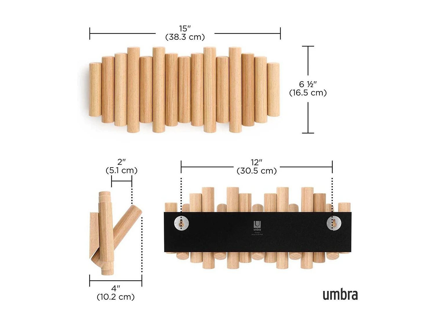 5-fach Kleiderhaken aus Holz "Hook"