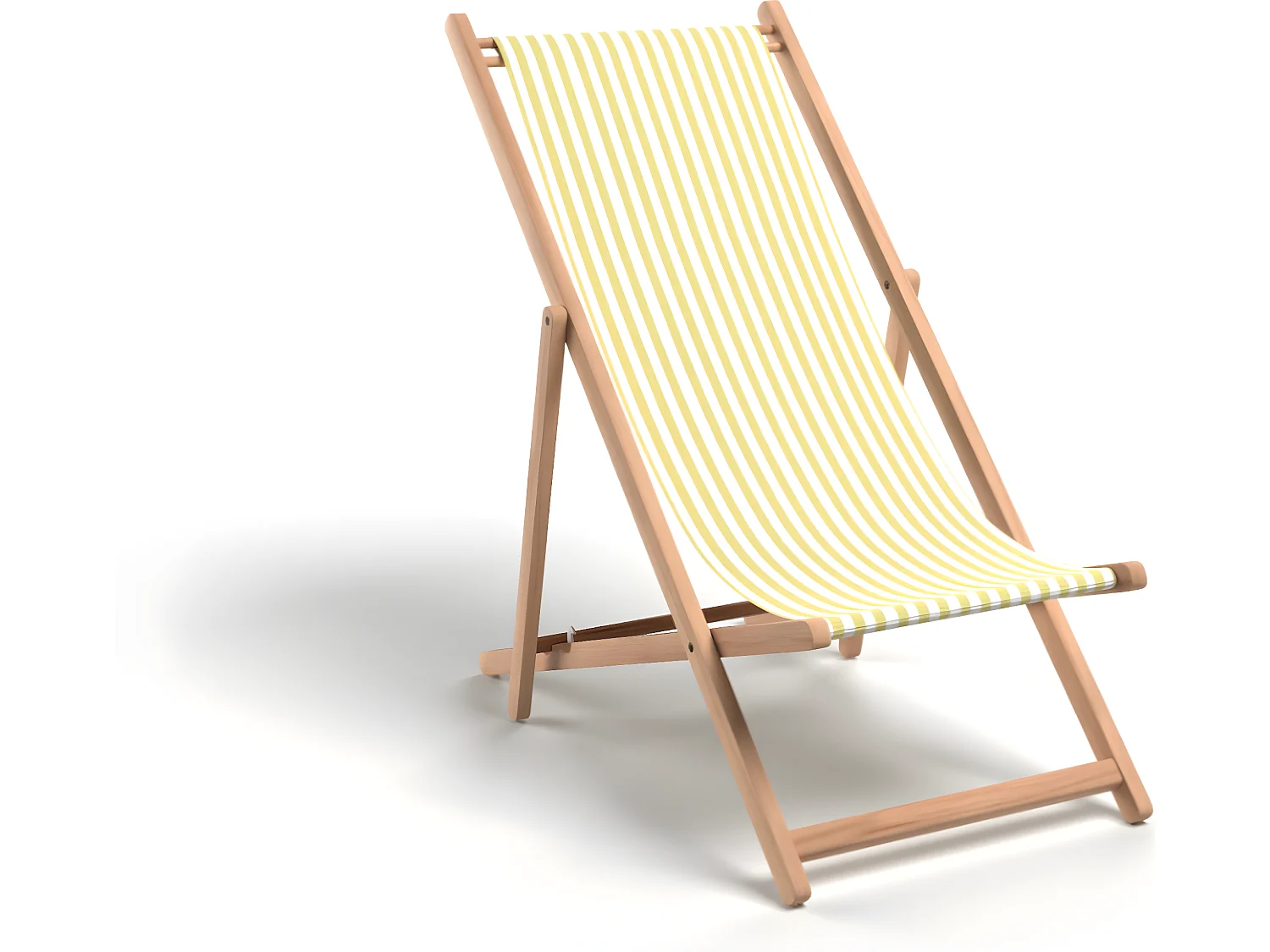 Lot de 2 chiliennes pliantes réglables - Structure hêtre toile 100 % coton amovible - LACQUY