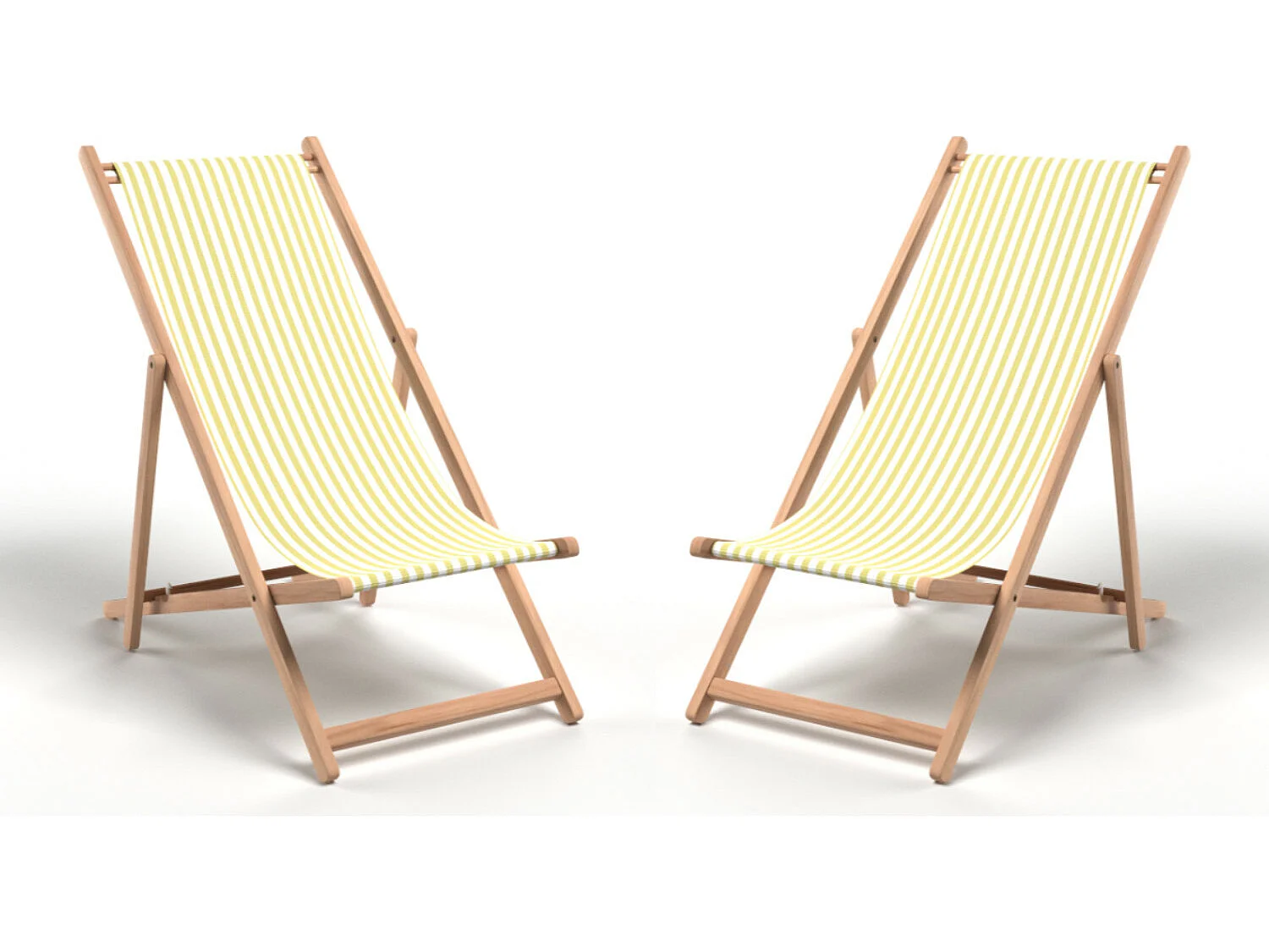 Lot de 2 chiliennes pliantes réglables - Structure hêtre toile 100 % coton amovible - LACQUY