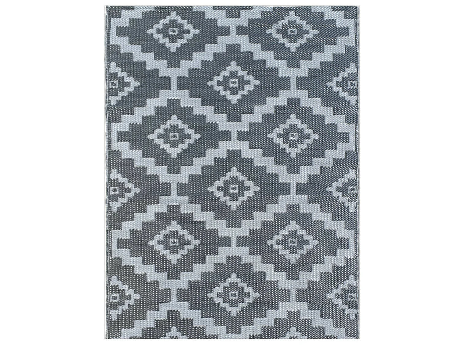 Tapis d'extérieur en plastique tressé - 150x220cm - Gris - Réversible - 100% polypropylène - 400gr / m² - AJACCIO