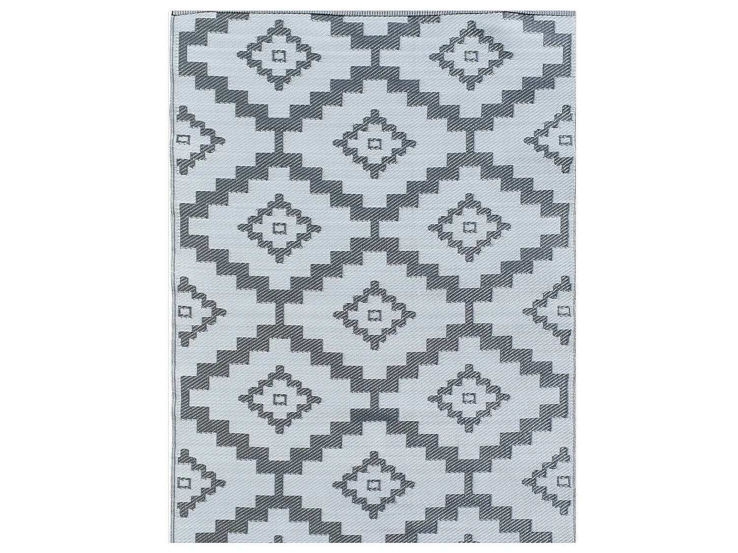 Tapis d'extérieur en plastique tressé - 150x220cm - Gris - Réversible - 100% polypropylène - 400gr / m² - AJACCIO