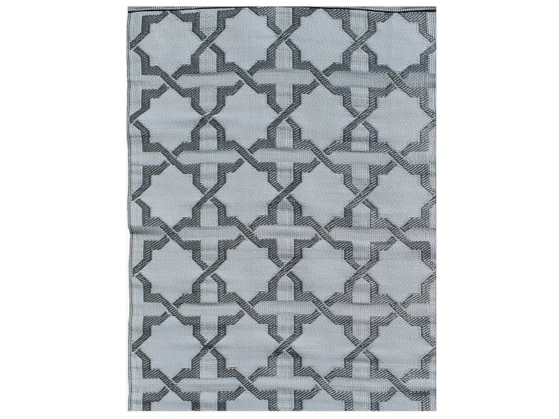 Tapis d'extérieur en plastique tressé - 150x220cm - Gris - Réversible - 100% polypropylène - 400gr / m² - SANARY