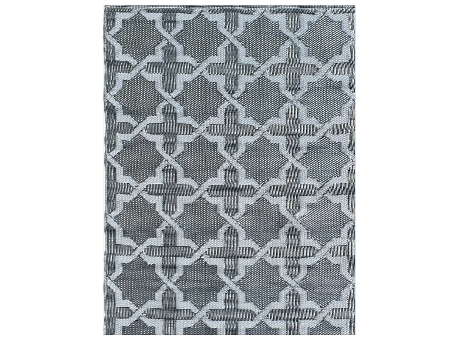 Tapis d'extérieur en plastique tressé - 150x220cm - Gris - Réversible - 100% polypropylène - 400gr / m² - SANARY