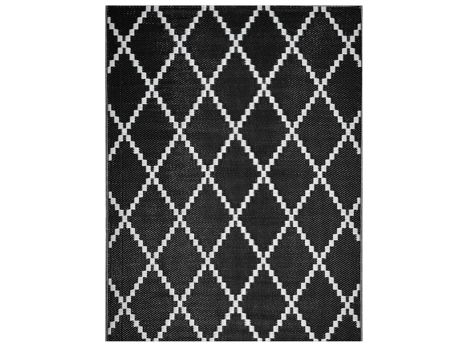 Tapis d'extérieur en plastique tressé - 120x160cm - Noir - Réversible - 100% polypropylène - 400gr / m² - TUNIS