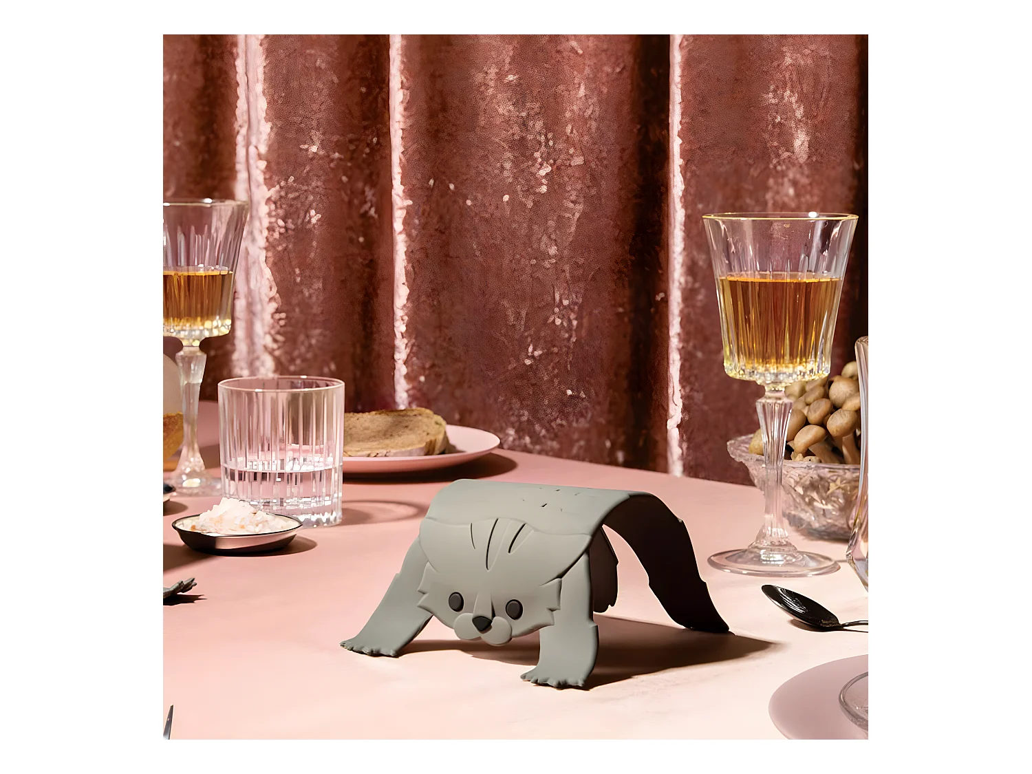 Onderzetter Scaredy Cat Grijs - Siliconen - 6 x 20 x 14 cm