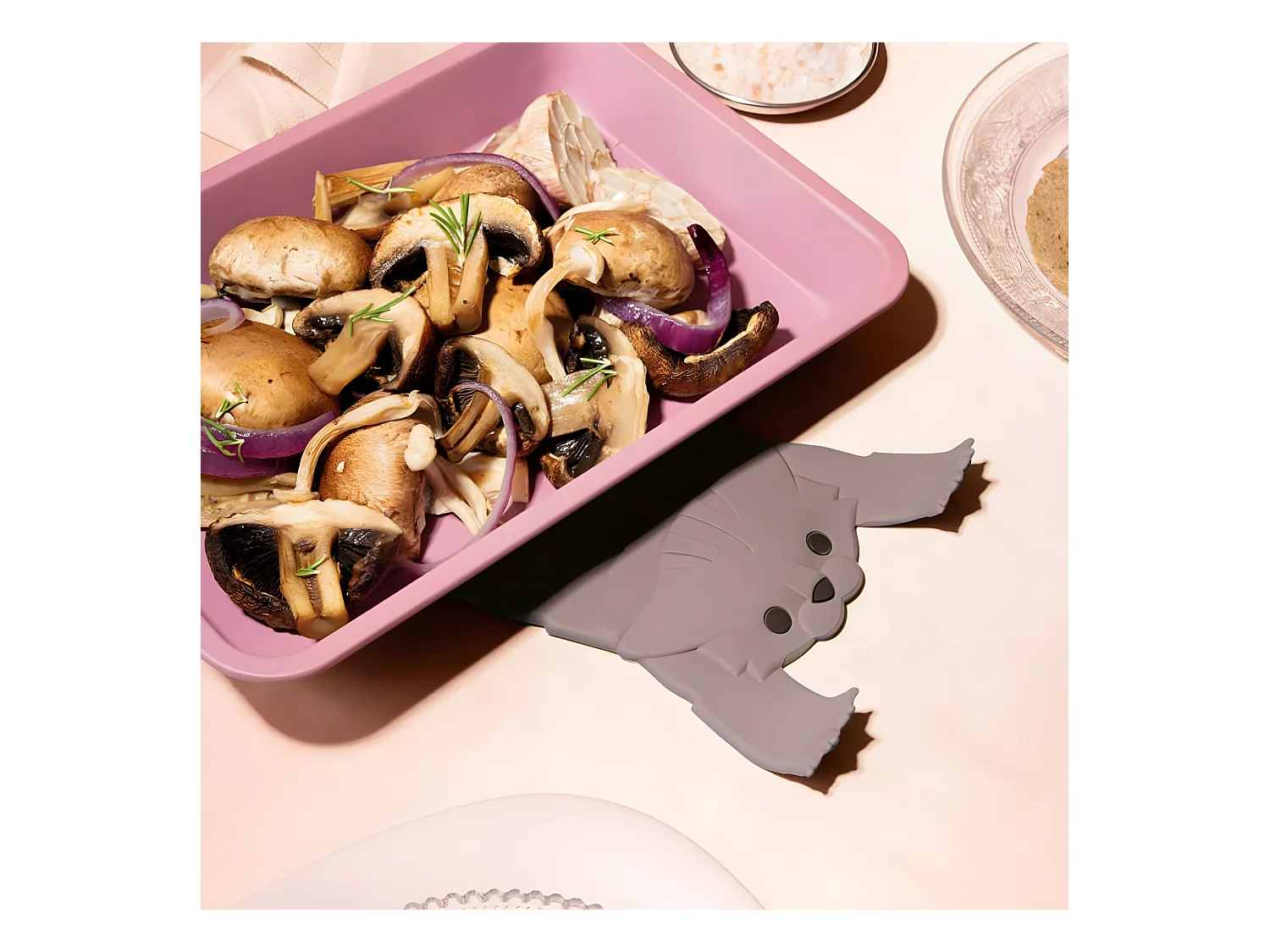 Onderzetter Scaredy Cat Grijs - Siliconen - 6 x 20 x 14 cm