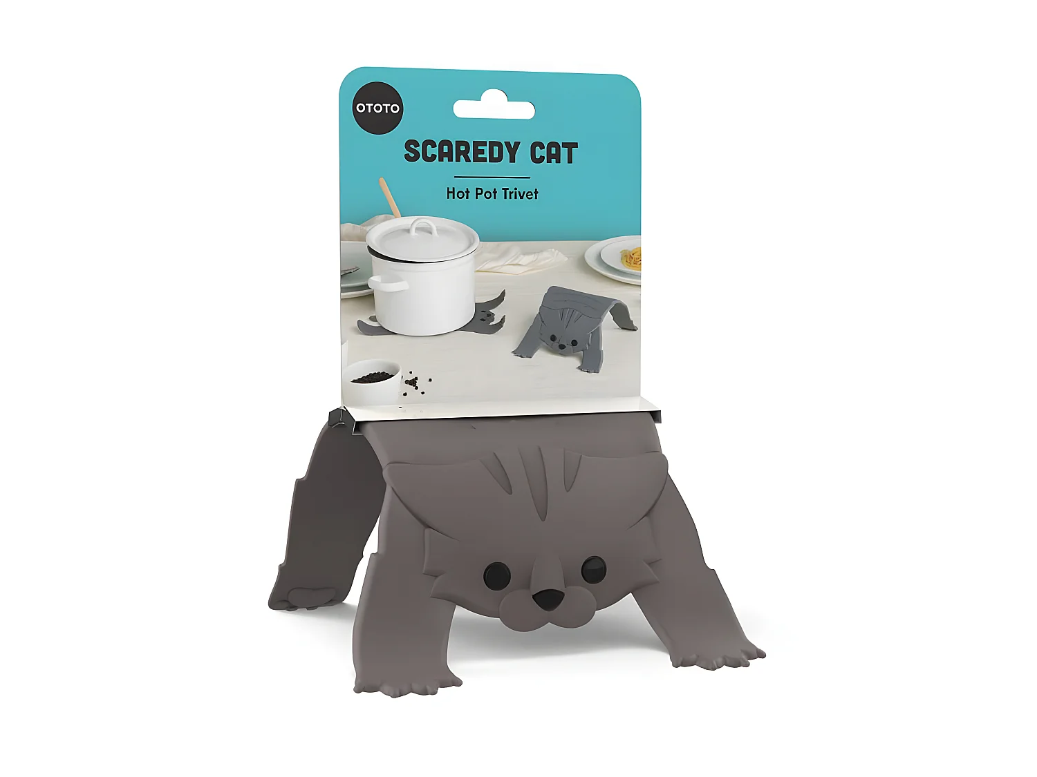 Onderzetter Scaredy Cat Grijs - Siliconen - 6 x 20 x 14 cm