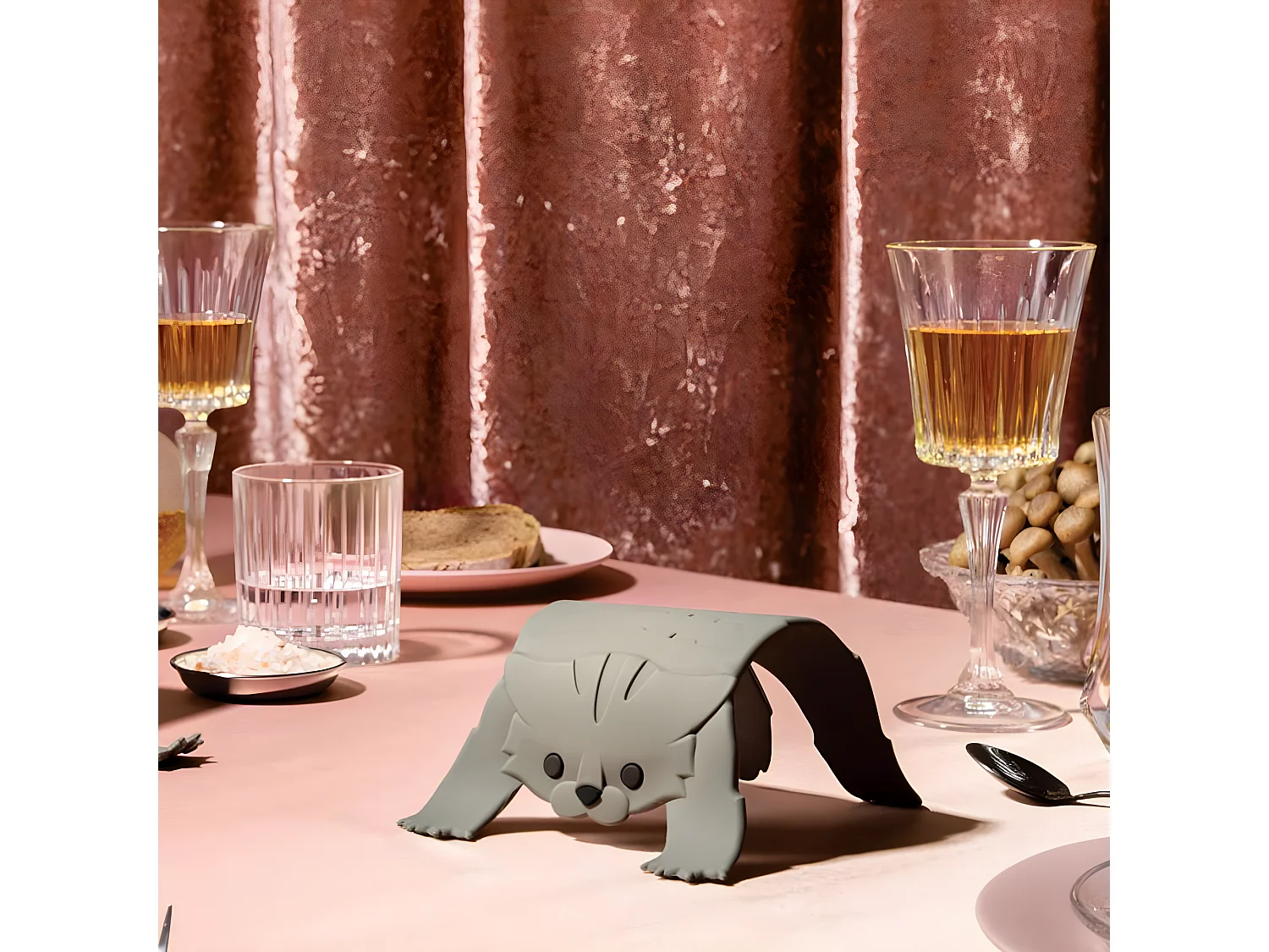 Salvamanteles Scaredy Cat Gris - Silicona - 6 x 20 x 14 cm