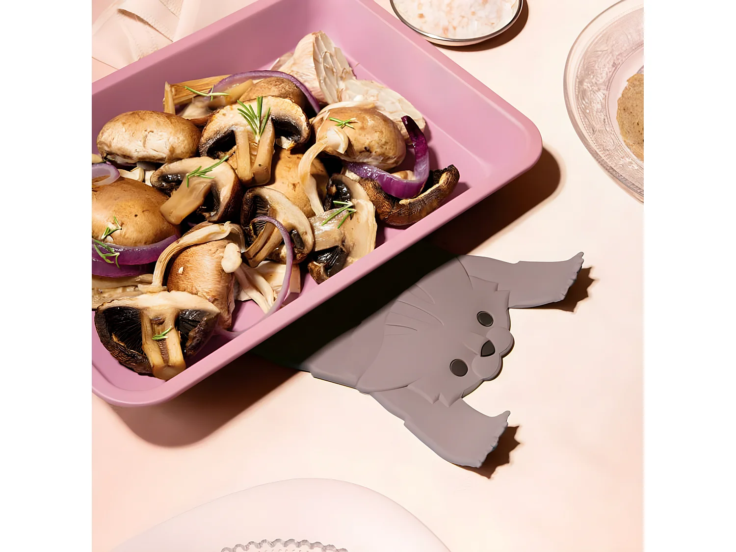 Salvamanteles Scaredy Cat Gris - Silicona - 6 x 20 x 14 cm