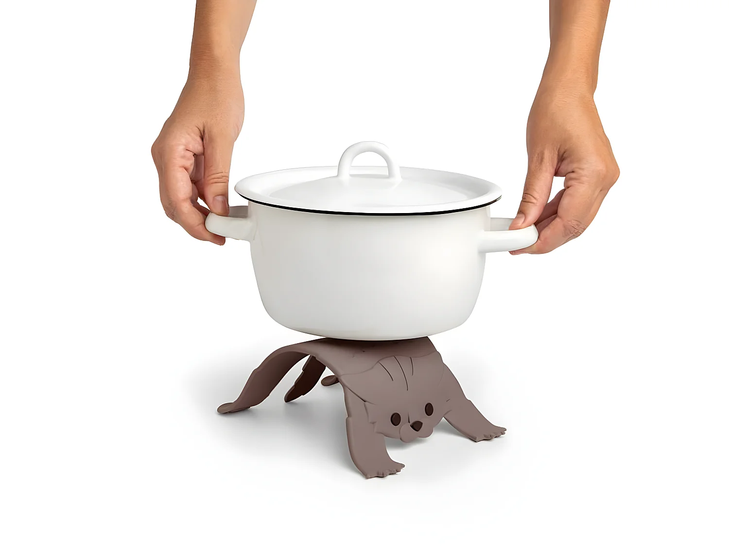 Salvamanteles Scaredy Cat Gris - Silicona - 6 x 20 x 14 cm