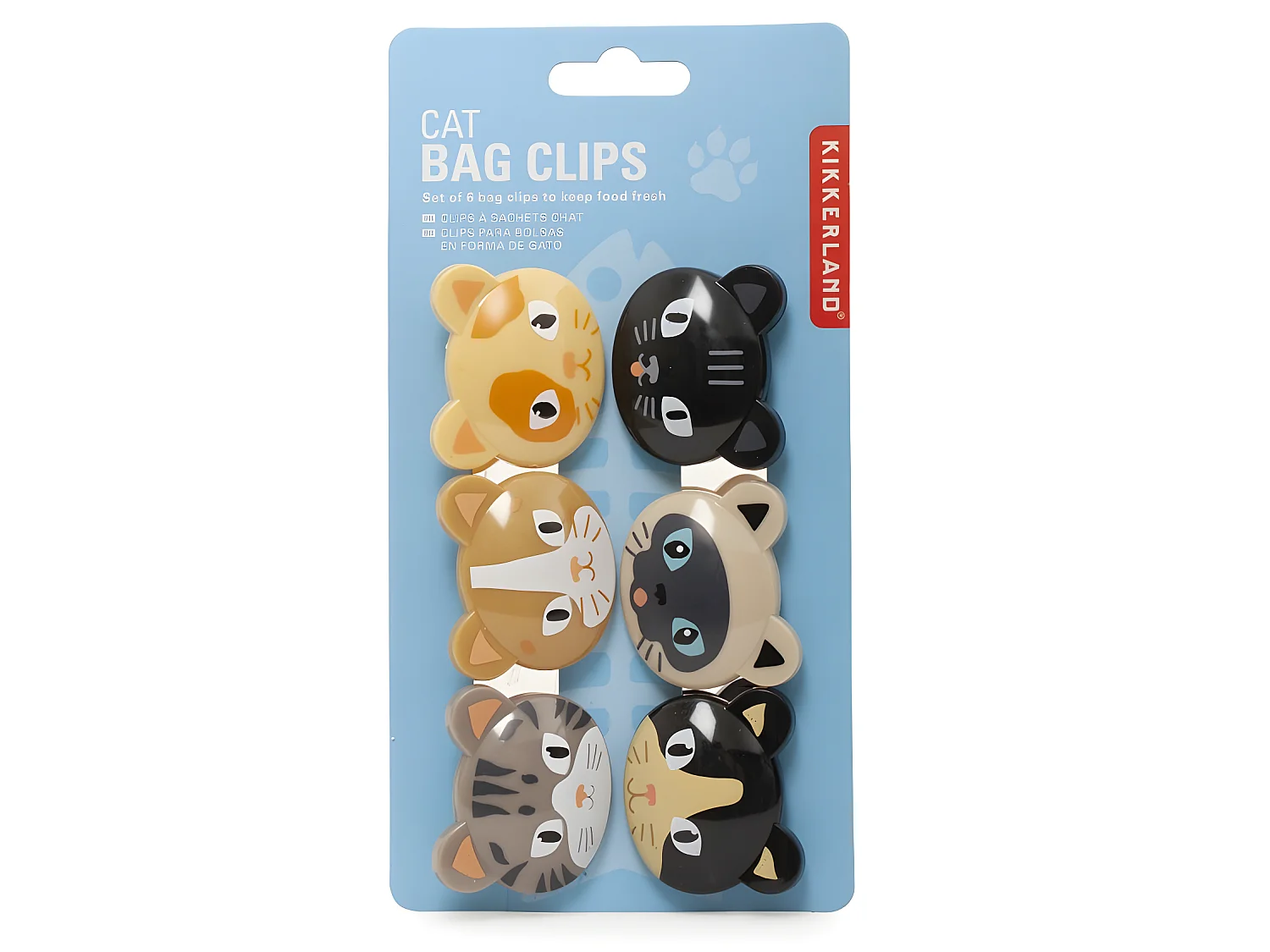 Set de 6 clips à sachets  Chat Kikkerland