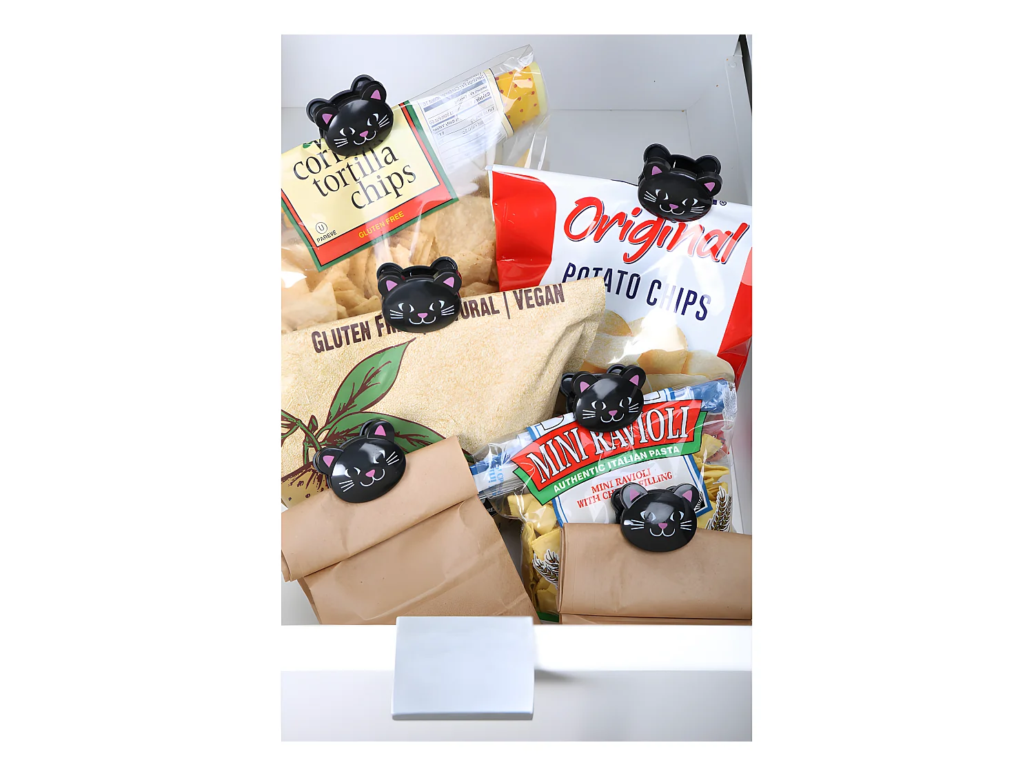 Set de 6 clips à sachets  Chat noir Kikkerland