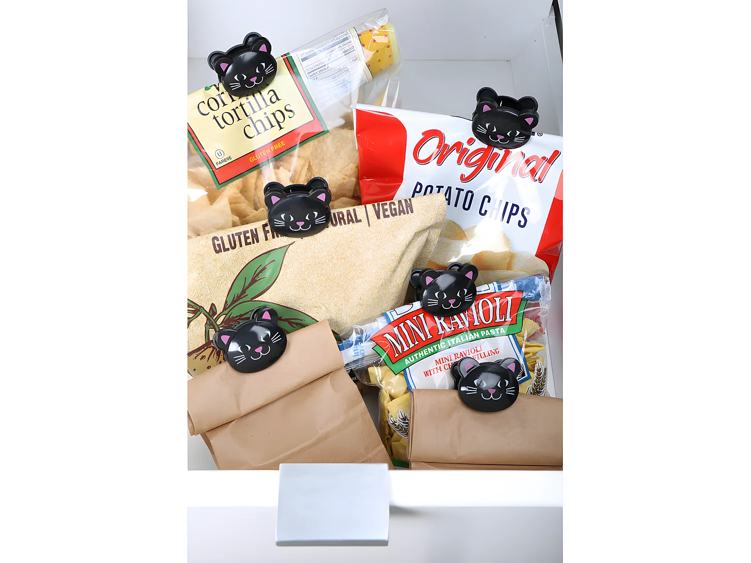 Set de 6 clips à sachets  Chat noir Kikkerland