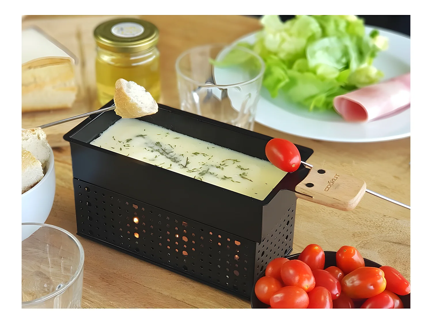 Coffret cadeau Raclette et Fondue Noir  Cookut