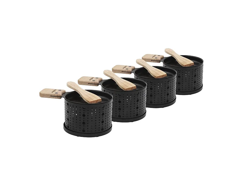 Set de 4 raclettes individuelles à la bougie Lumi Noir  Cookut