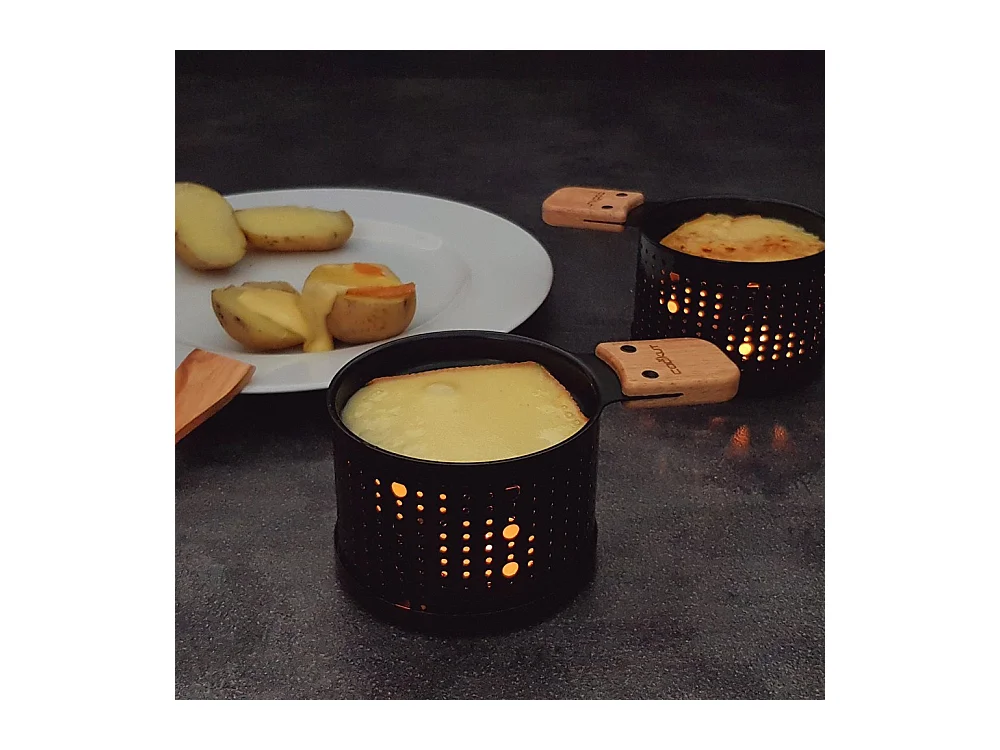 Set de 4 raclettes individuelles à la bougie Lumi Noir  Cookut