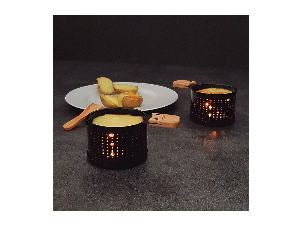 Set de 4 raclettes individuelles à la bougie Lumi Noir  Cookut