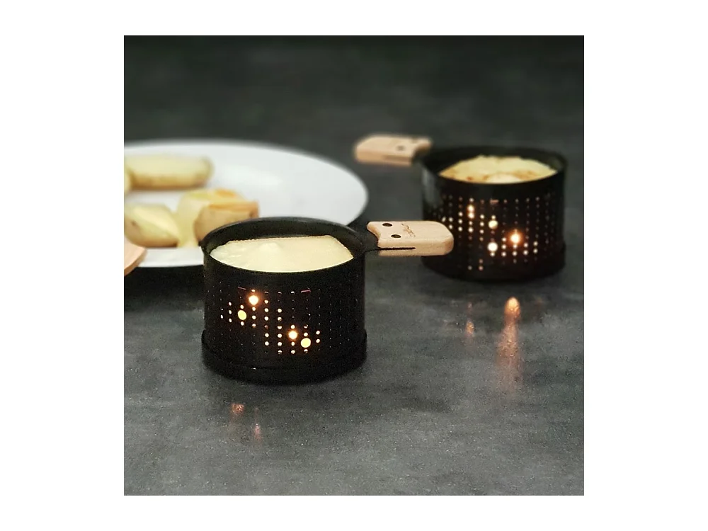 Set de 4 raclettes individuelles à la bougie Lumi Noir  Cookut