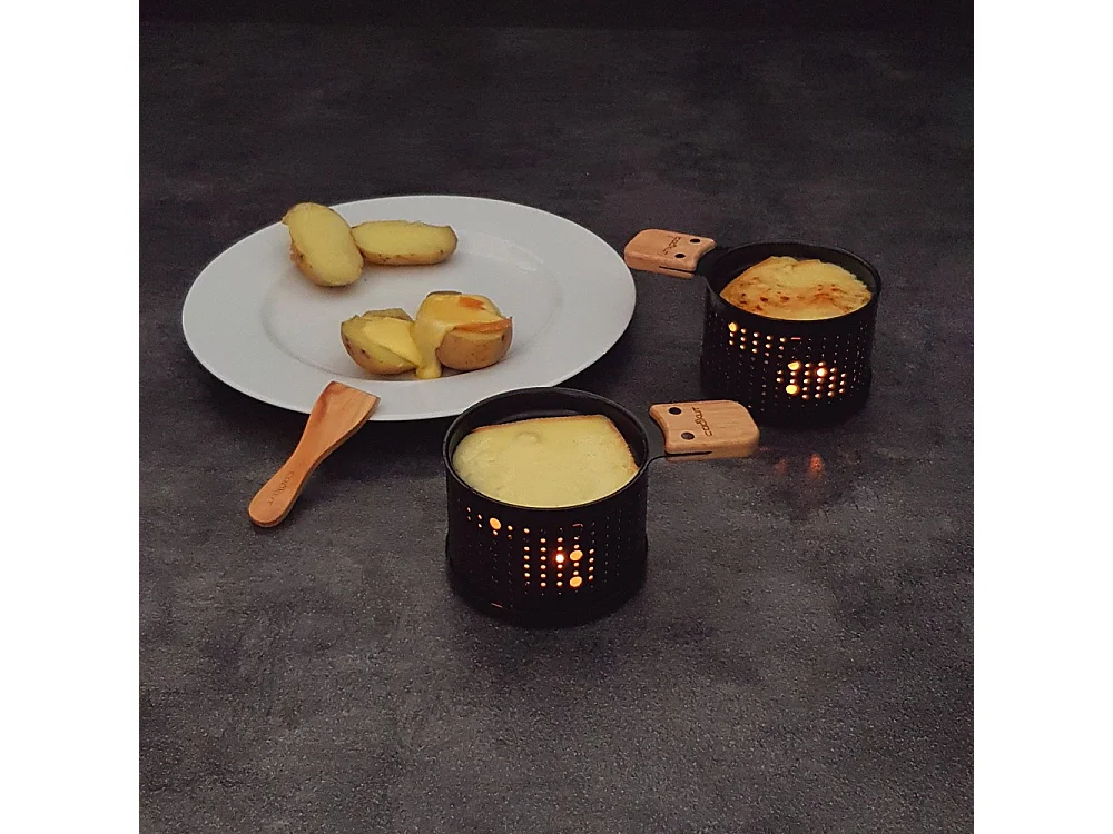 Set de 4 raclettes individuelles à la bougie Lumi Noir  Cookut