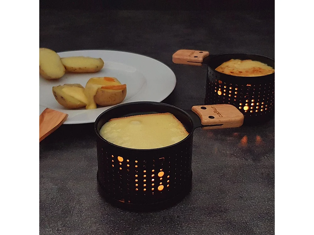 Set de 4 raclettes individuelles à la bougie Lumi Noir  Cookut