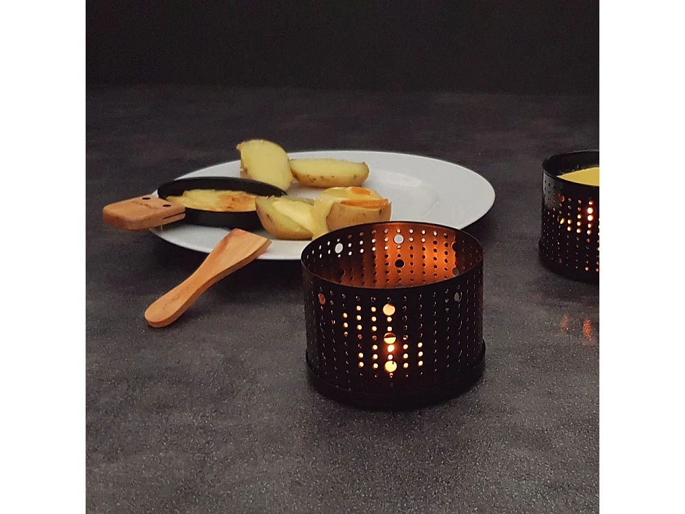 Set de 4 raclettes individuelles à la bougie Lumi Noir  Cookut