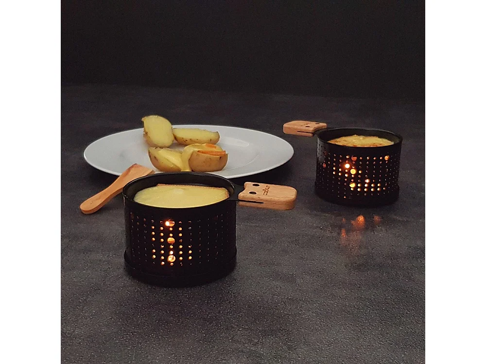 Set de 4 raclettes individuelles à la bougie Lumi Noir  Cookut