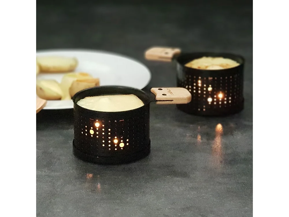 Set de 4 raclettes individuelles à la bougie Lumi Noir  Cookut