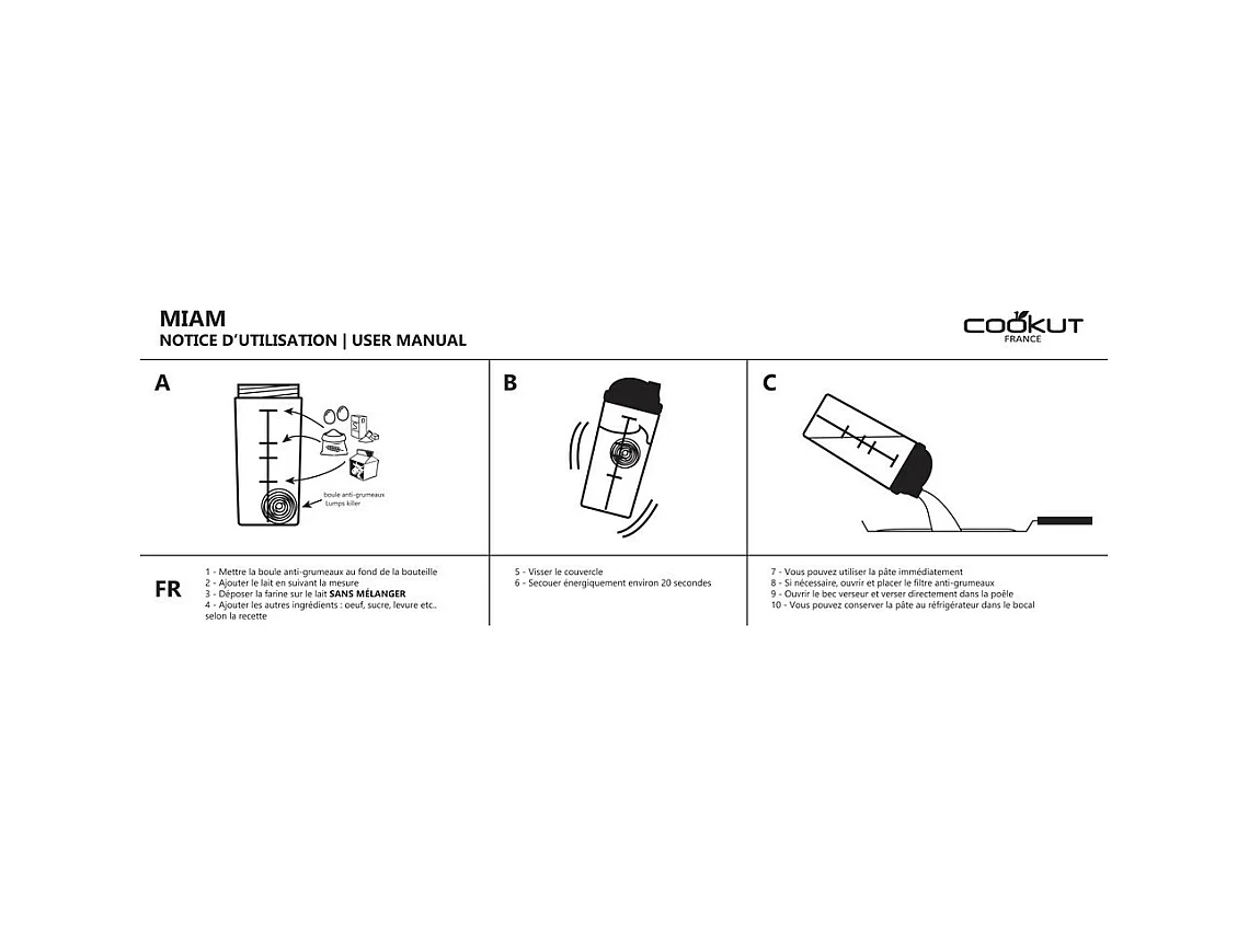 Miam - Shaker à crêpes et pancakes Transparent  Cookut
