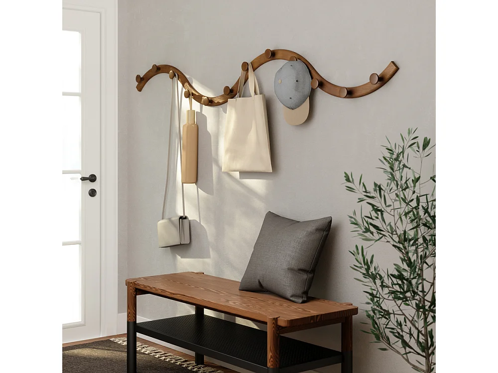 Porte manteaux mural 12 crochets Slinka Marron  Umbra
