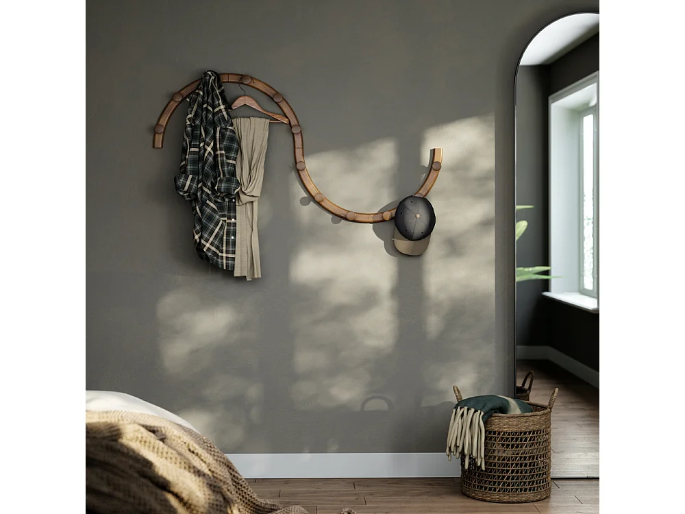 Porte manteaux mural 12 crochets Slinka Marron  Umbra