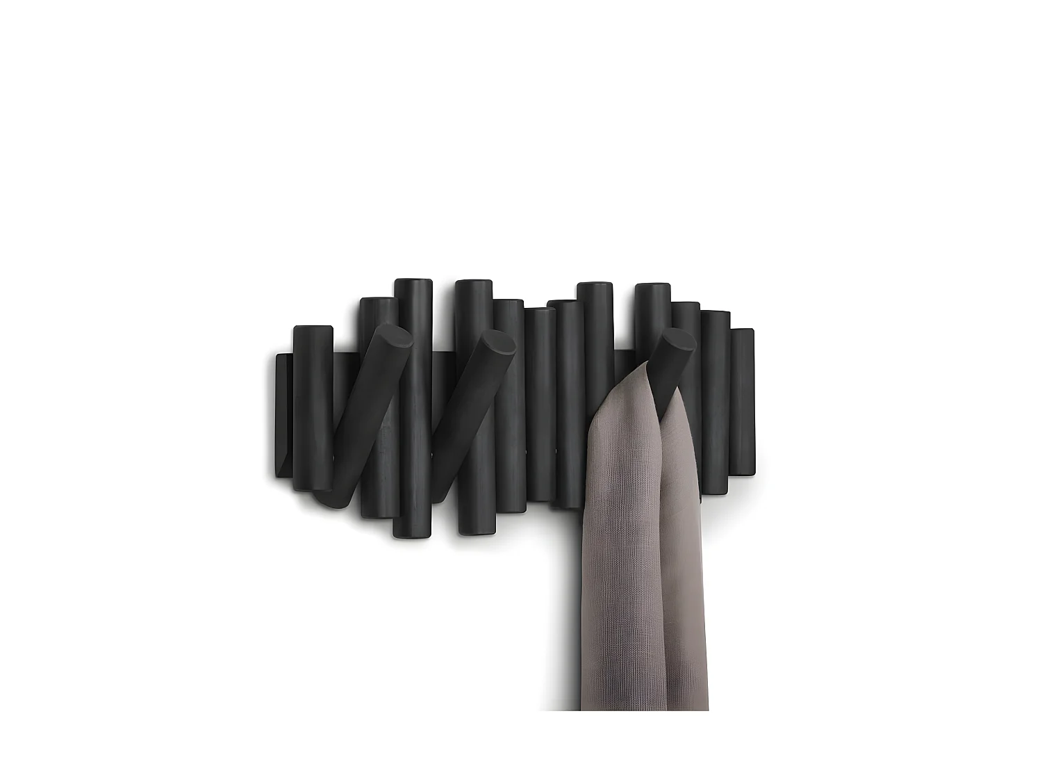 Appendiabiti da Parete con 5 Ganci retrattili Nero