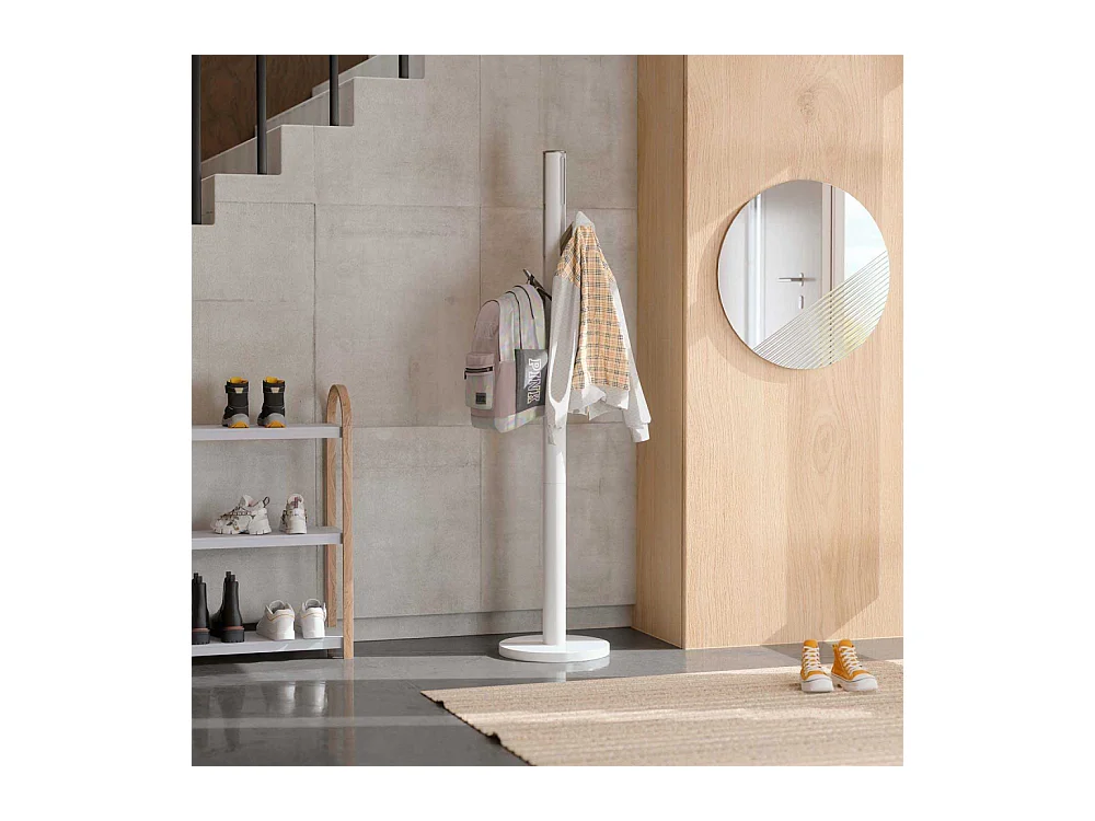 Attaccapanni da terra con 9 ganci ribaltabili Bianco