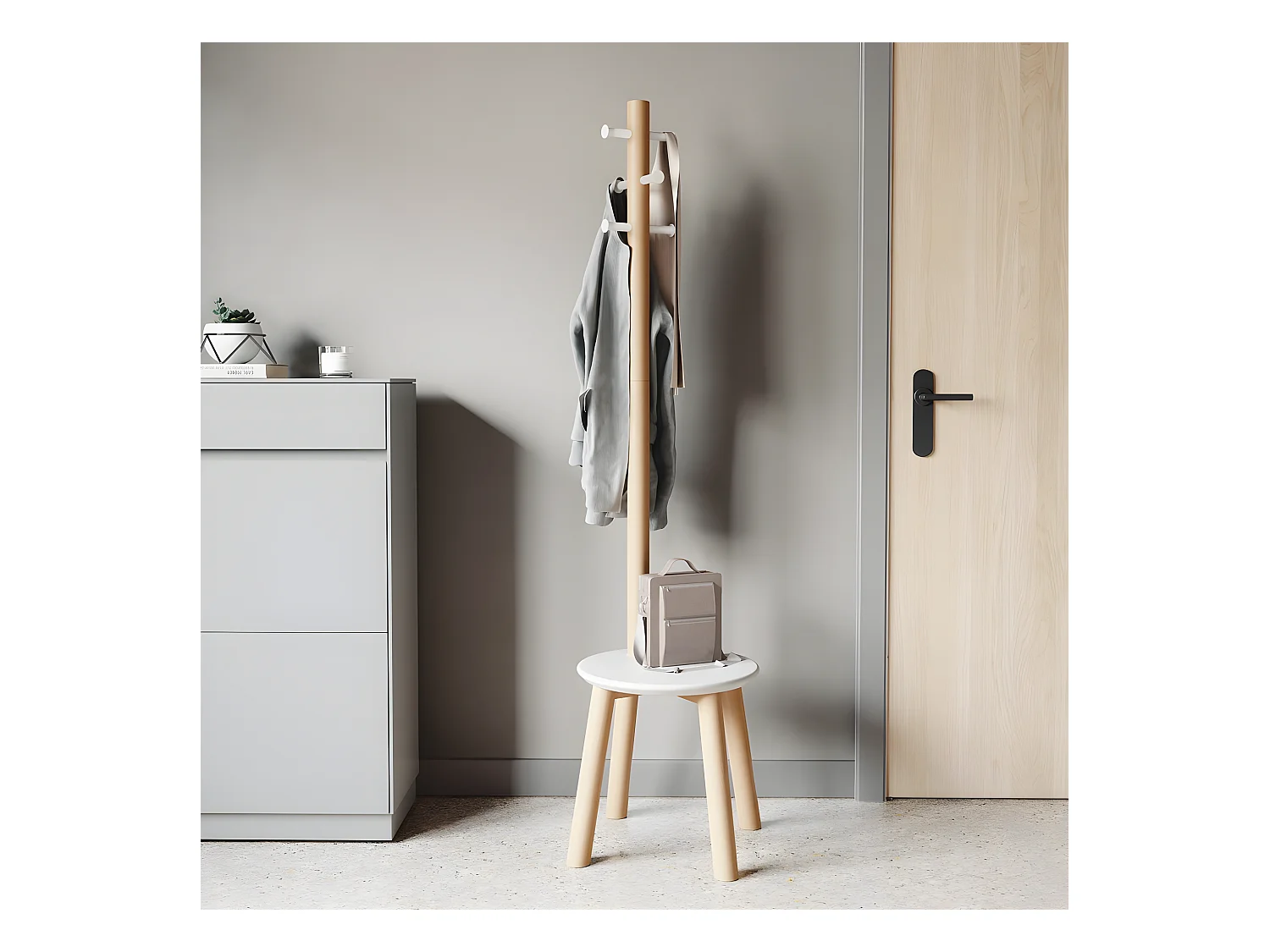 Porte manteaux tabouret Pillard Naturel  Umbra
