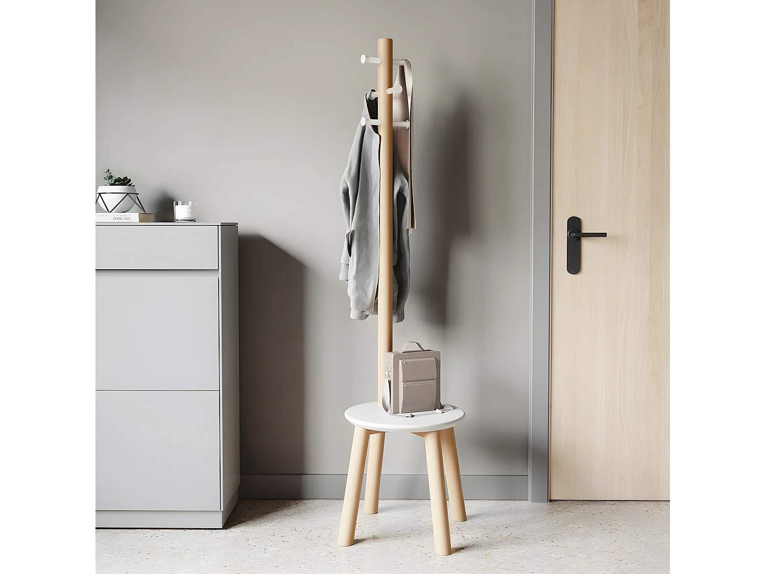 Porte manteaux tabouret Pillard Naturel  Umbra