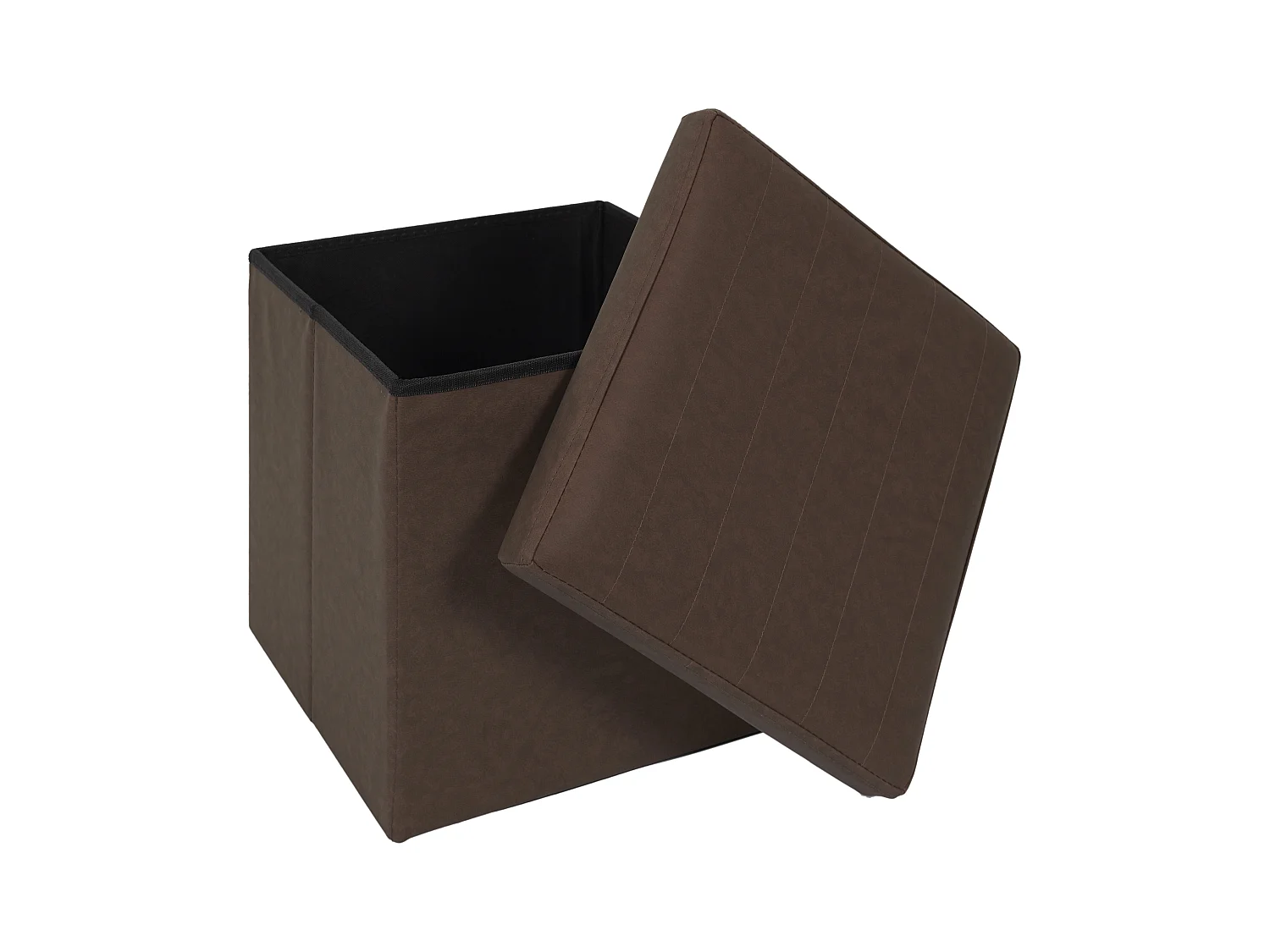 Coffre Pouf Pliable Pu Marron Marron