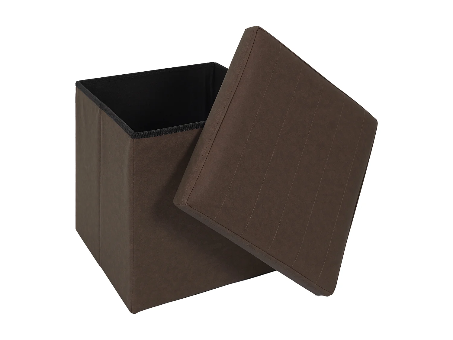 Coffre Pouf Pliable Pu Marron Marron