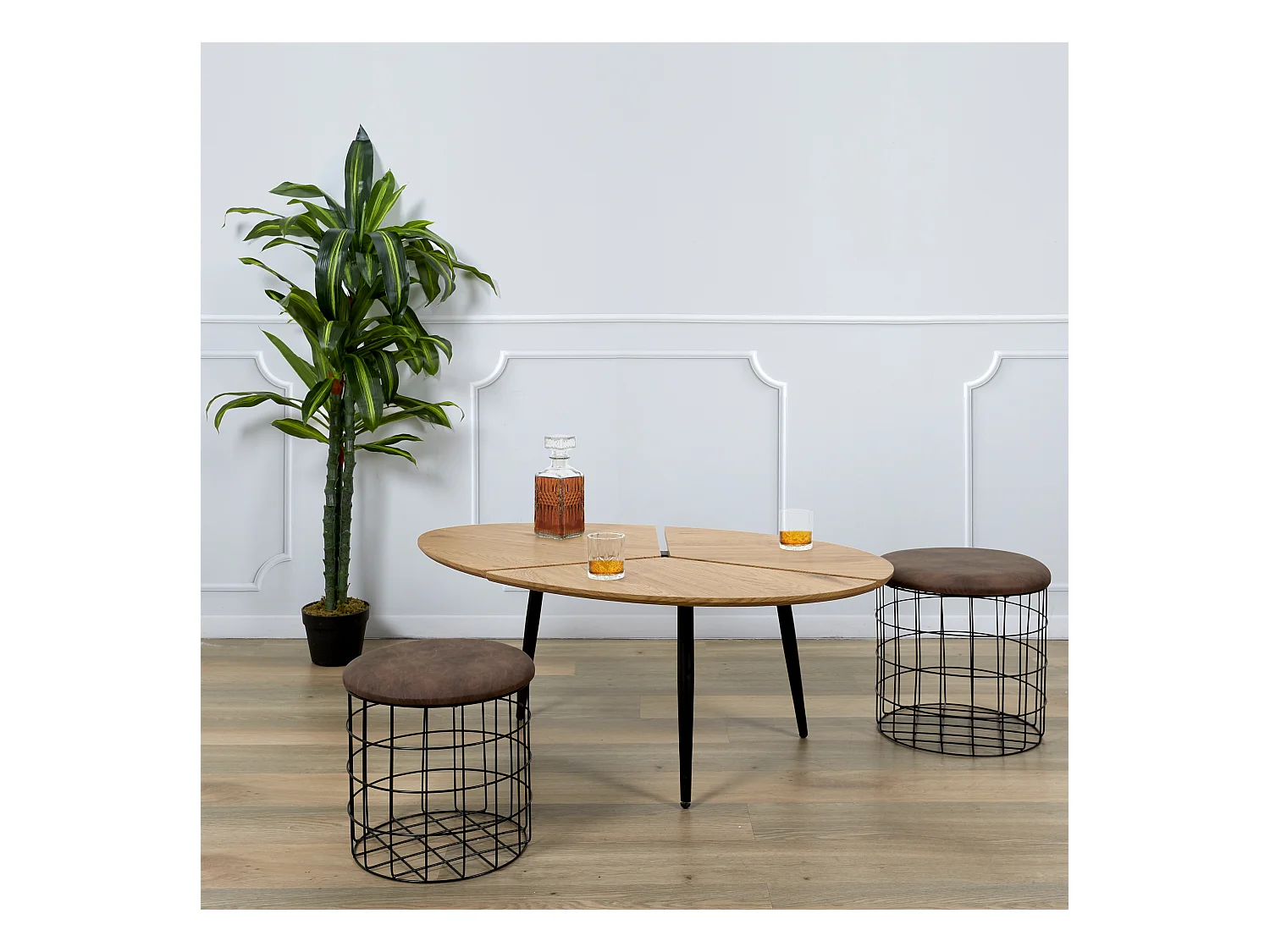 Pouf Gigogne Pu Marron X2