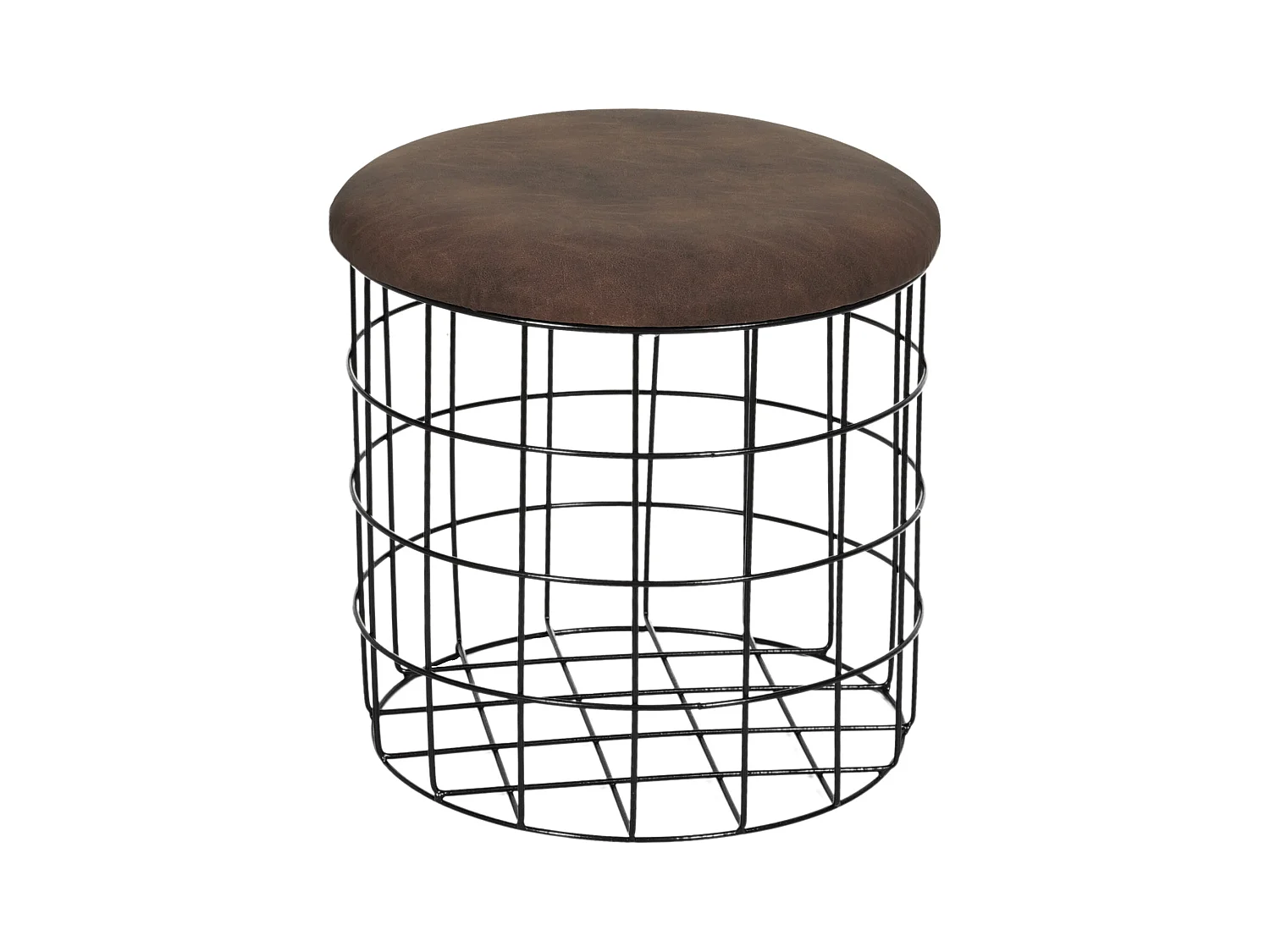 Pouf Gigogne Pu Marron X2