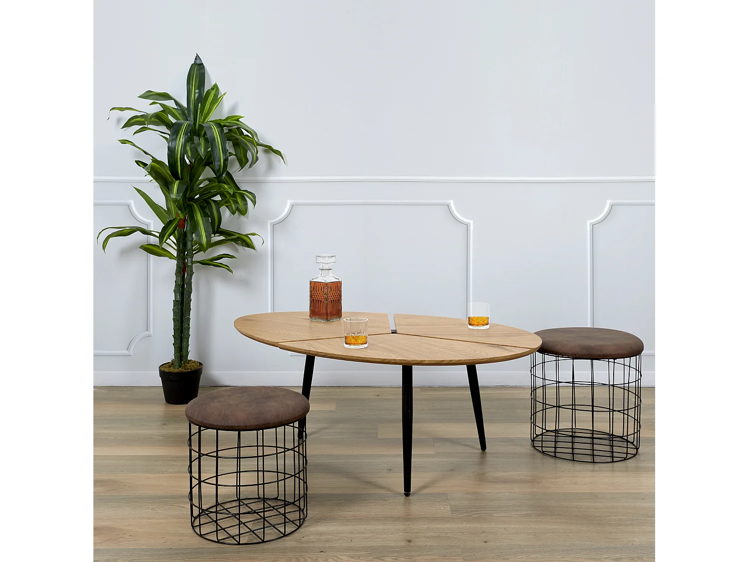 Pouf Gigogne Pu Marron X2