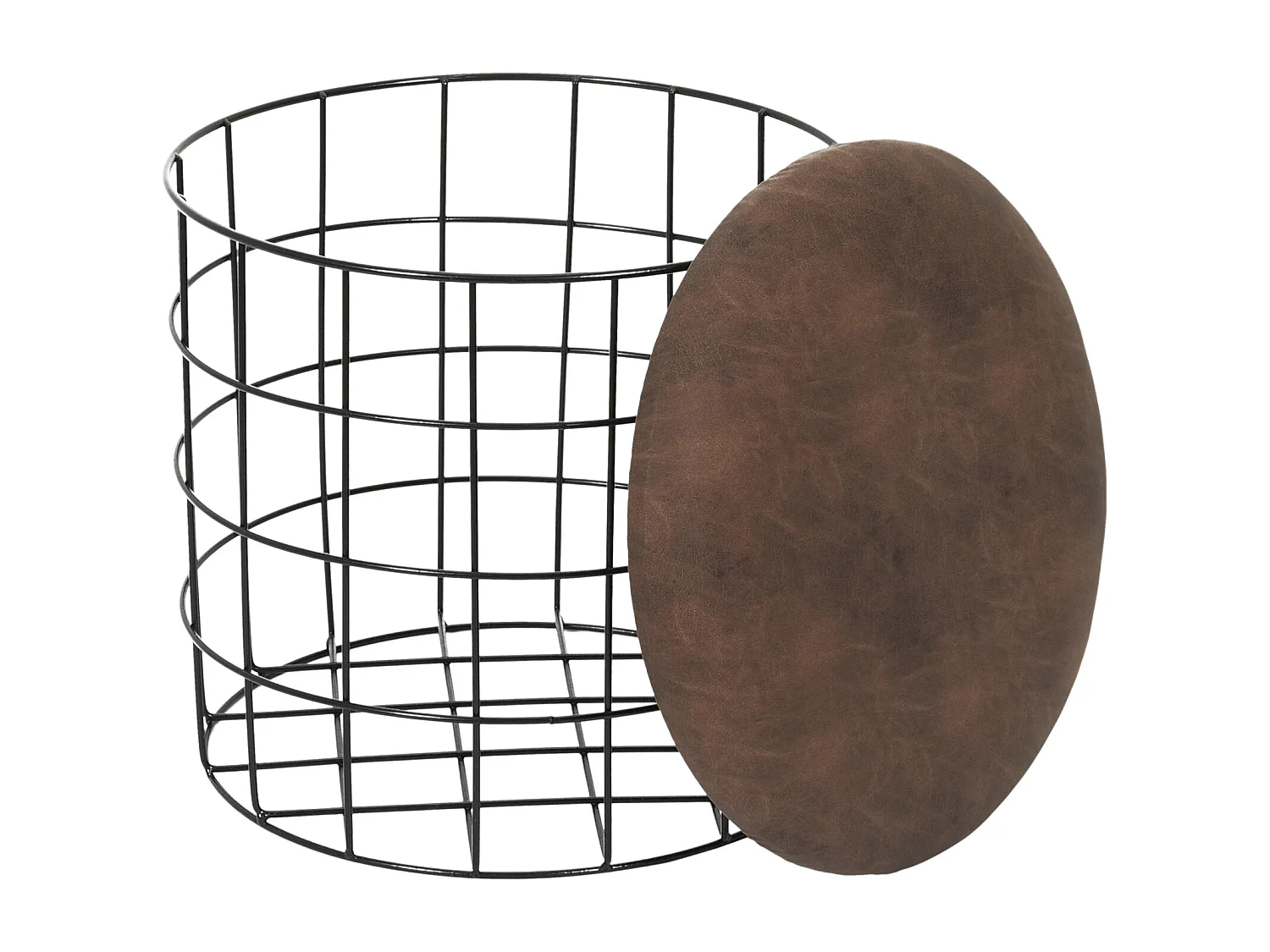 Pouf Gigogne Pu Marron X2