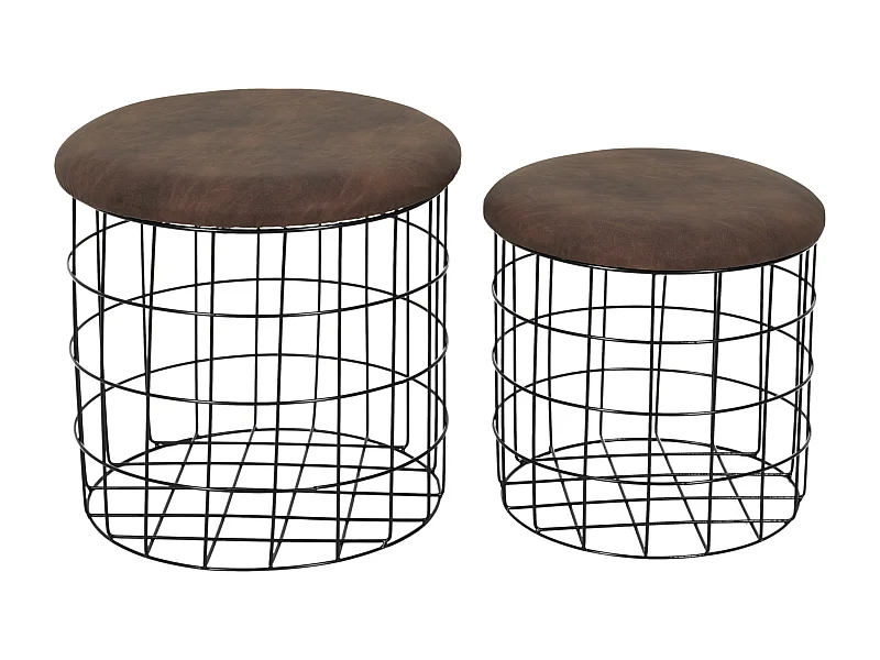 Pouf Gigogne Pu Marron X2