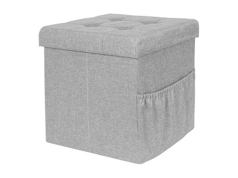 Coffre Pouf Pliable Tissu Gris Clair Gris